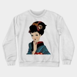 Kimono girl vintage japanese art style Crewneck Sweatshirt